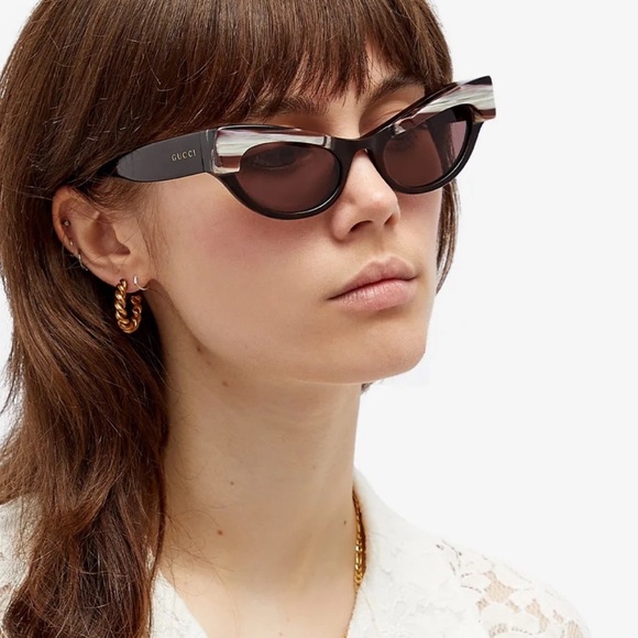NEW GUCCI WOMEN BROWN SUNGLASSES - Picture 1 of 8